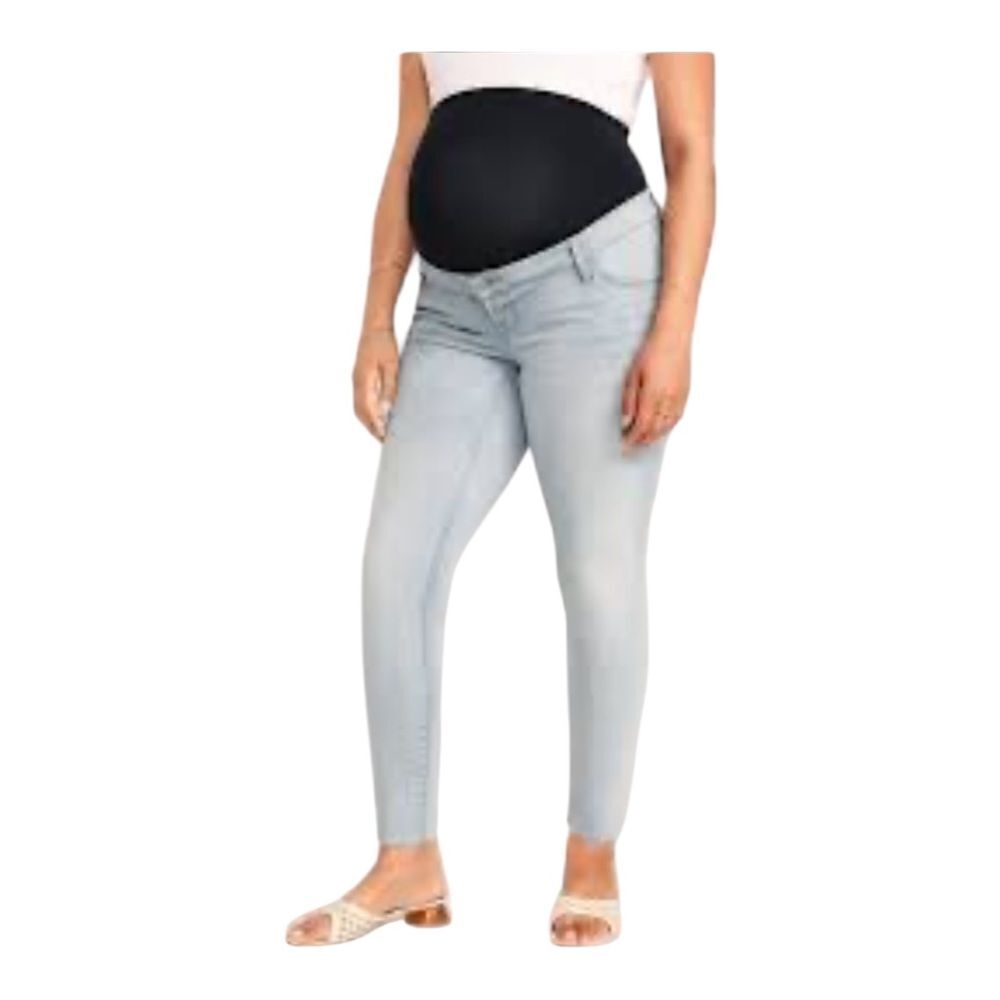 Old Navy Maternity Light Wash Rockstar Super Skinny Jeans Full Panel 16 Short